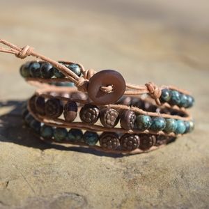 Handmade beaded wrap bracelet